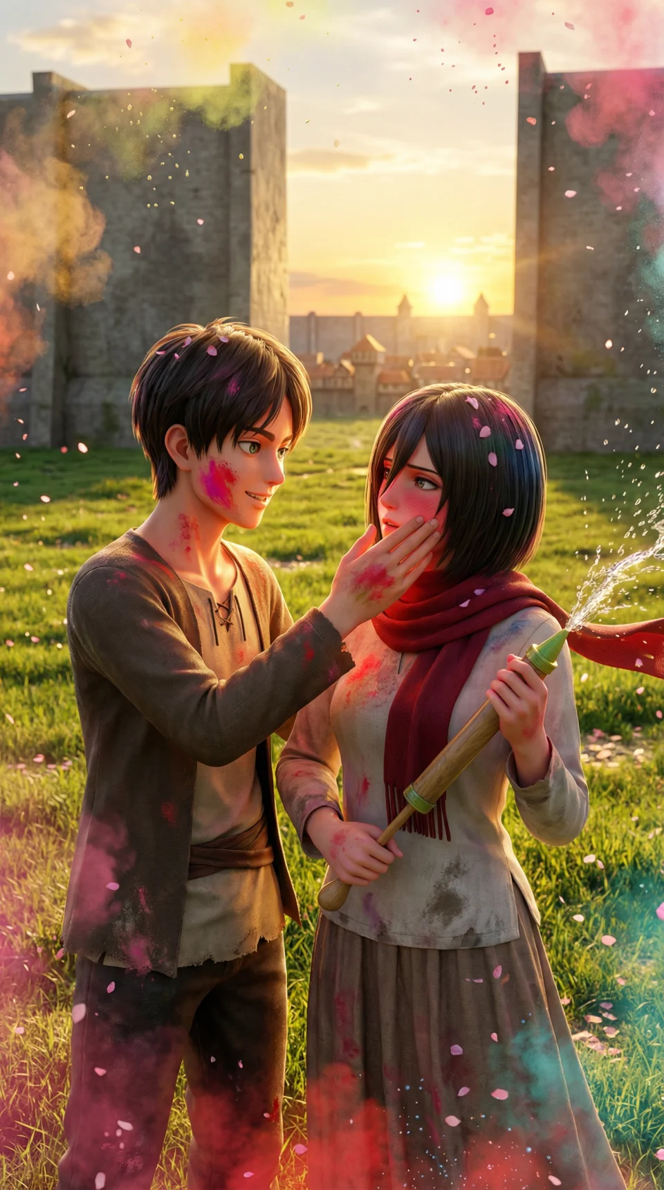 Holi Love Attack On Titan 4K Phone Wallpaper - Anime wallpaper - 4K