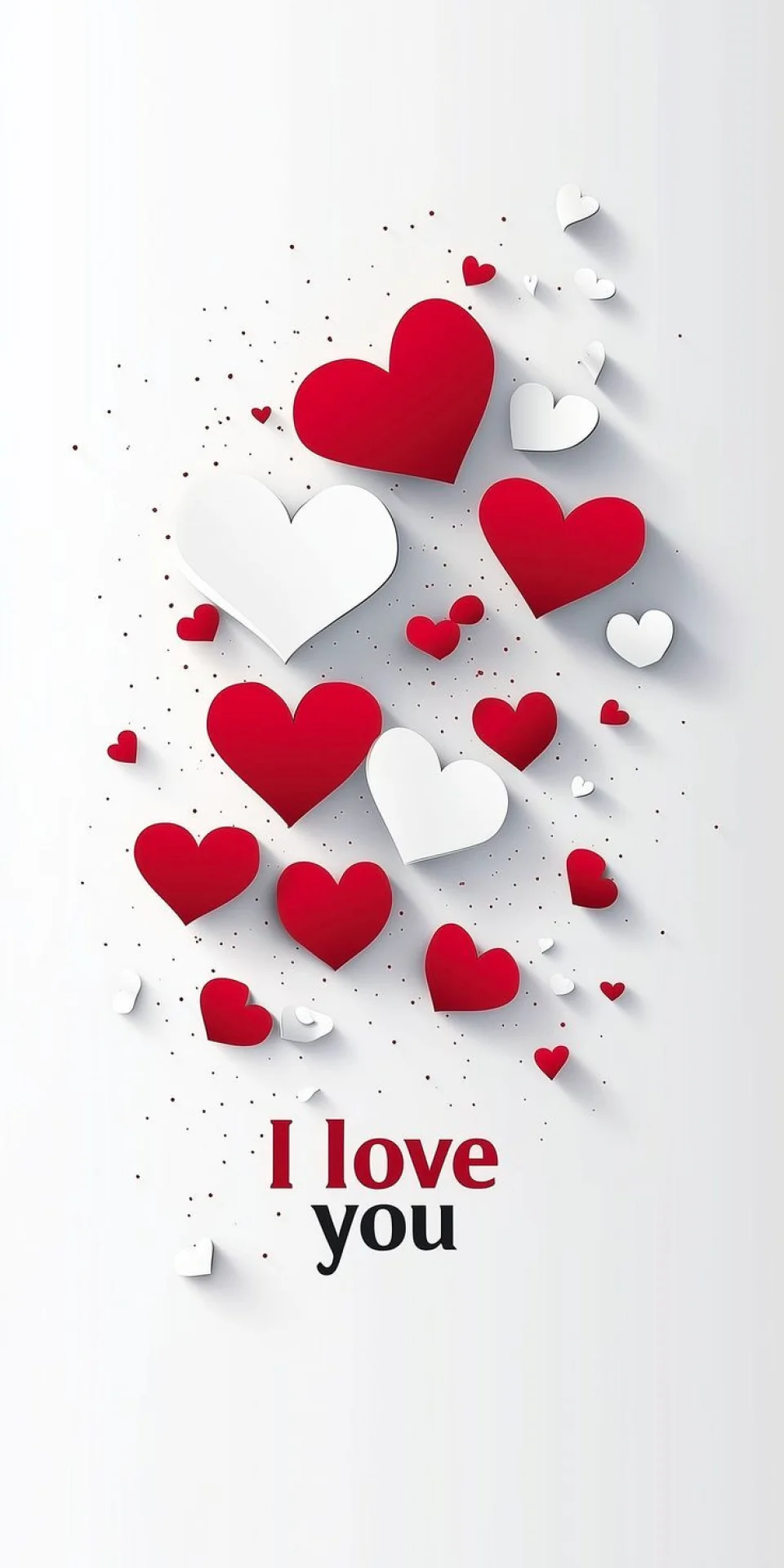 I Love You Hearts 4K Wallpaper Red White Paper Art Aesthetic - Love wallpaper - 4K