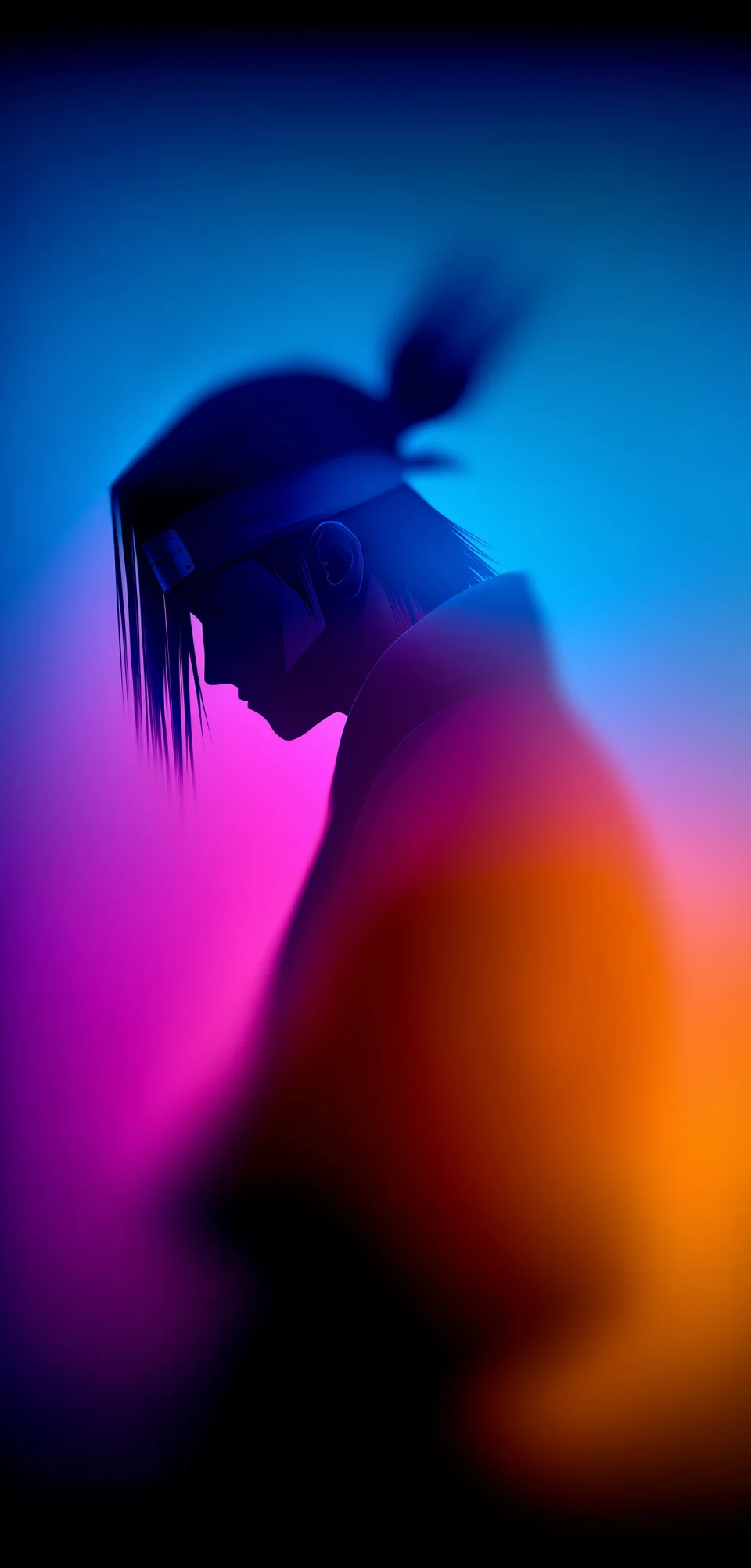 Itachi Uchiha Silhouette 4K Wallpaper Neon Gradient Aesthetic - Anime wallpaper - 4K