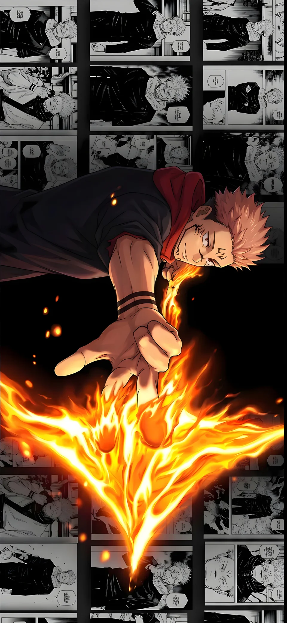 Itadori Fire Wallpaper 4K Jujutsu Kaisen Power Mode - Anime wallpaper - 4K