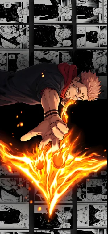 Itadori Fire Wallpaper 4K – Jujutsu Kaisen Power Mode