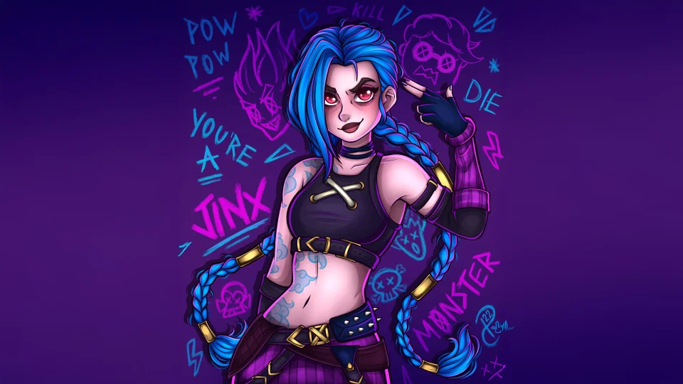 Jinx League Of Legends 4K Wallpaper Arcane Graffiti Aesthetic - Games wallpaper - 4K