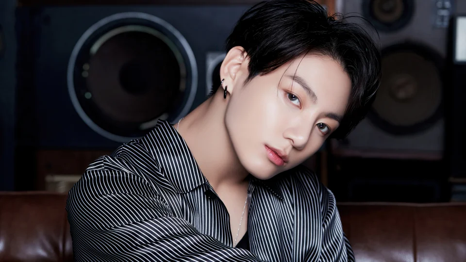 Jung Kook Bts 4K Wallpaper Black Striped Shirt & Studio Aesthetic - Celebrities wallpaper - 4K