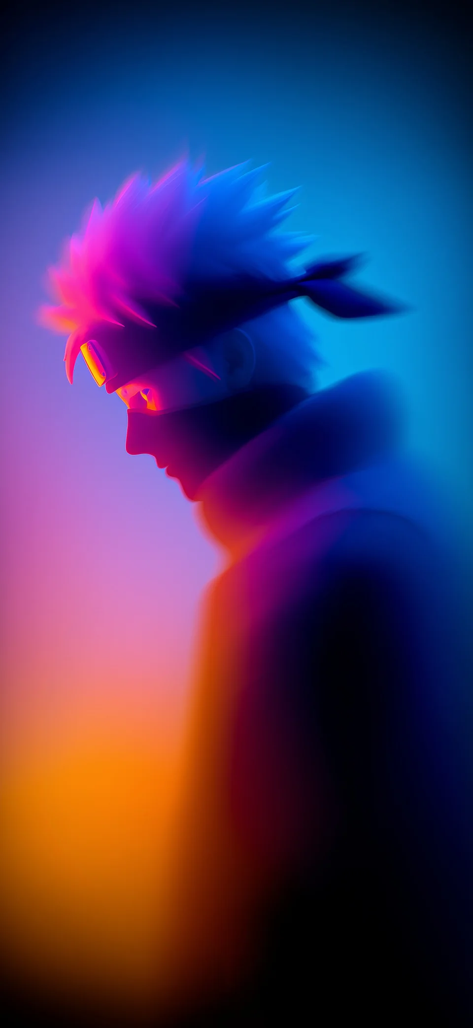 Kakashi Hatake Neon Silhouette 4K Wallpaper Abstract Glow Art - Anime wallpaper - 4K