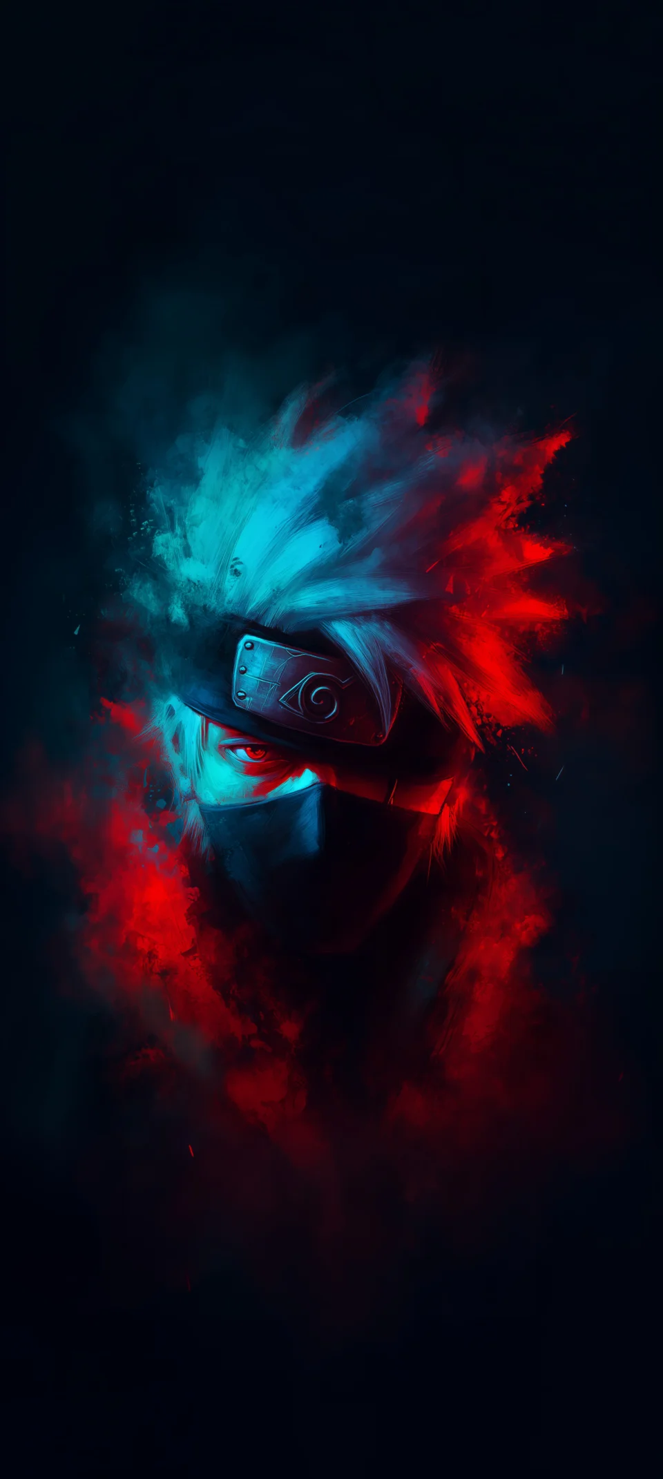 Kakashi Hatake Red Blue Split AMOLED Wallpaper 4K - Anime wallpaper - 4K