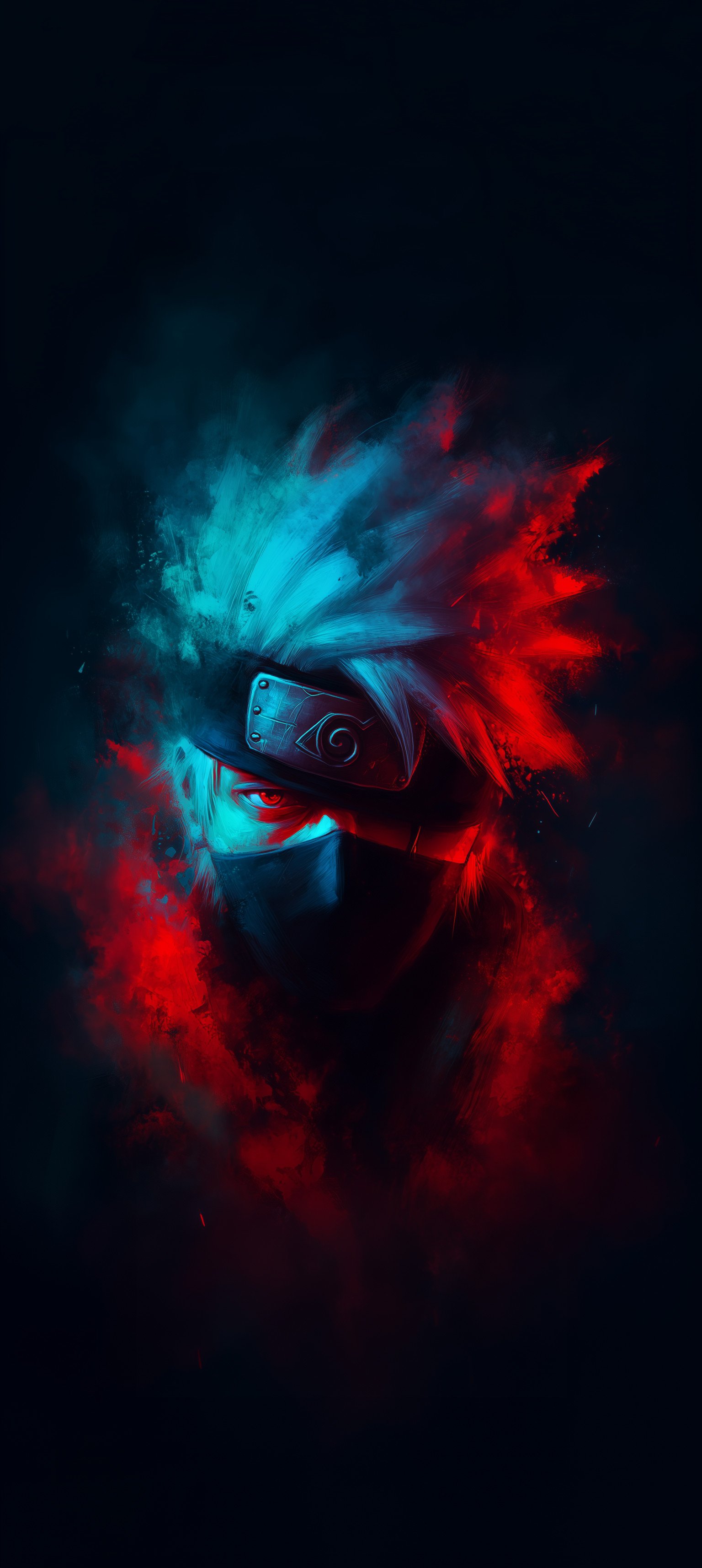 Kakashi Hatake Red Blue Split AMOLED Wallpaper 4K - Anime wallpaper - 4K
