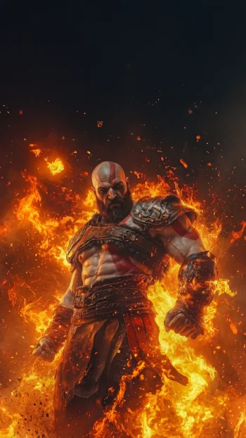 Kratos Fire Wallpaper 4K – God of War Rage Mode