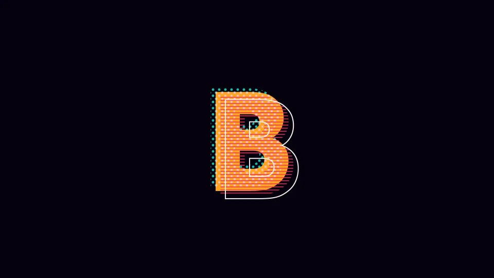 Letter B Typography 4K Wallpaper Orange & Blue Aesthetic - Logo wallpaper - 4K