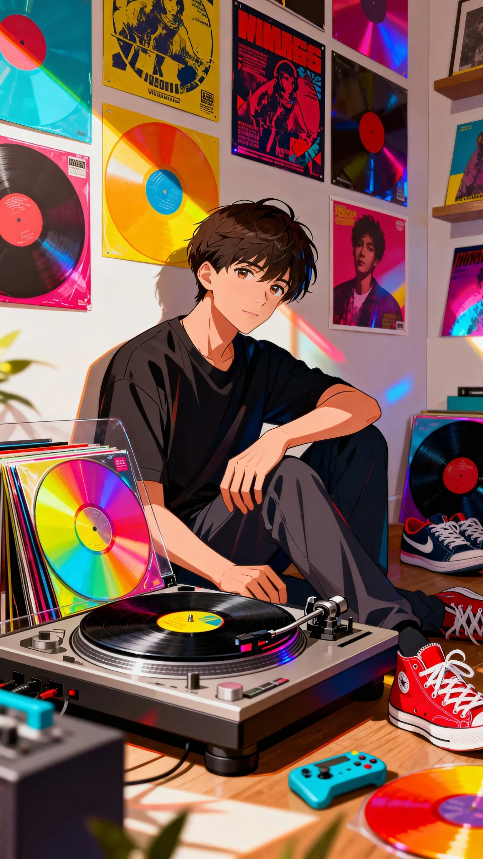 Lo-fi Records Room 4K Phone Wallpaper - Anime wallpaper - 4K