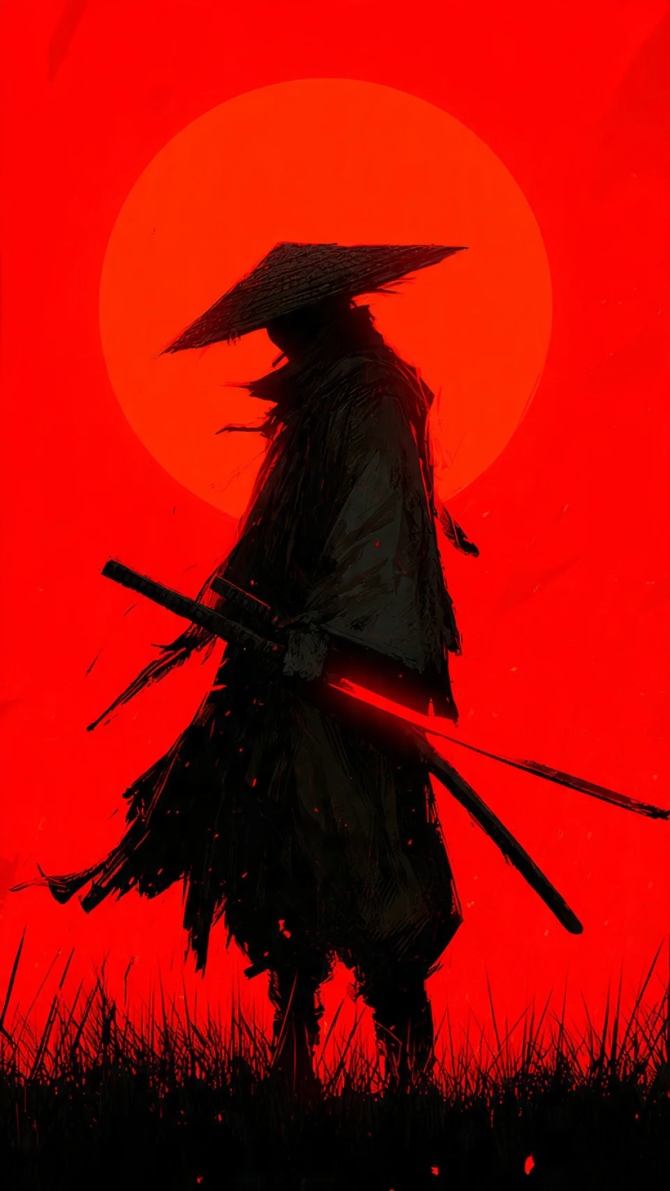 Lone Samurai Crimson wallpaper - AI wallpaper - 4K