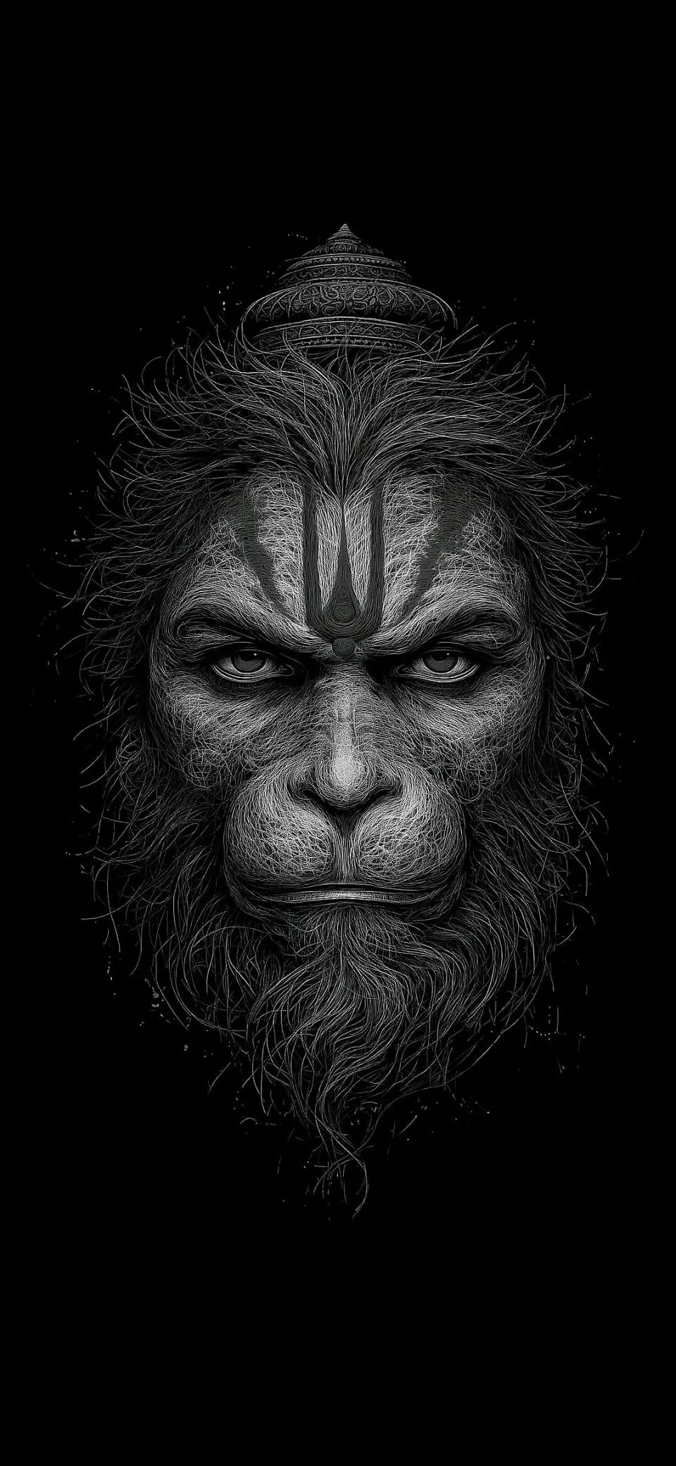 Lord Hanuman Dark Portrait 4K Wallpaper Bajrangbali Black... - God wallpaper - 4K