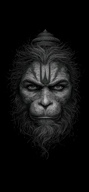 Lord Hanuman Dark Portrait 4K Wallpaper Bajrangbali Black Aesthetic Ultra HD Mobile