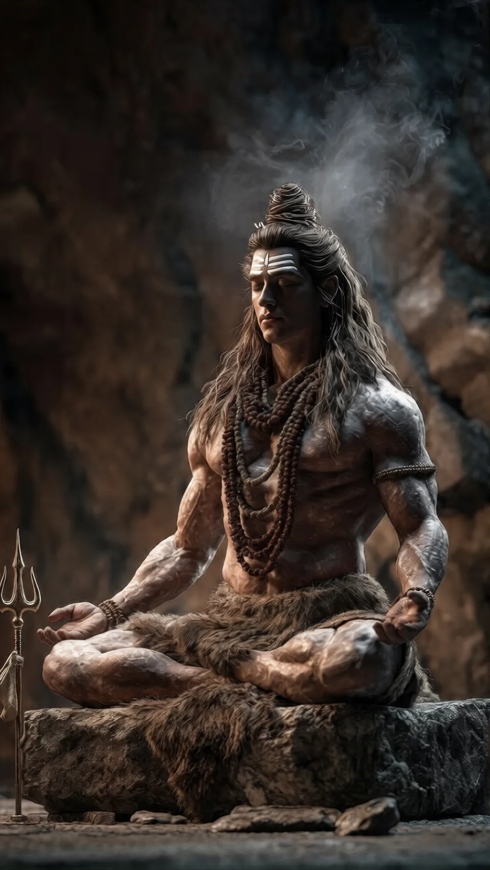 Lord Shiva Cave Meditation Mahadev Bholenath 4K Phone Wallpaper - AI wallpaper - 4K