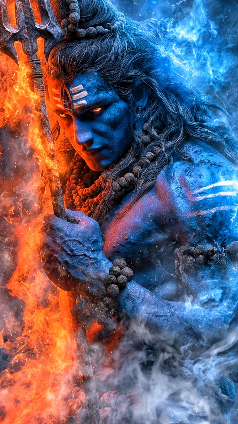Lord Shiva Mahadev Trinetra Divine Fire Energy 4K Wallpaper - God wallpaper - 4K