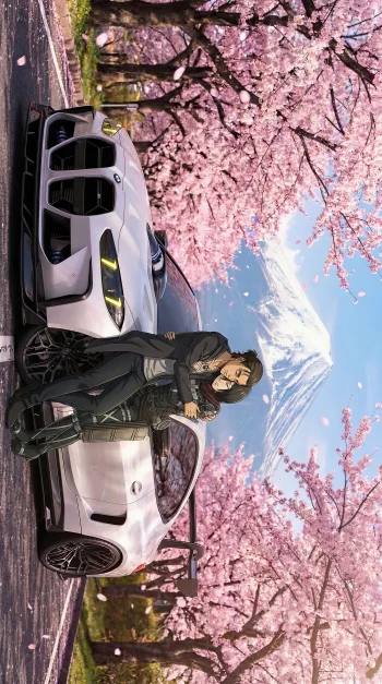 Love moments with German beast and beautiful Cherry blossoms Japanese vibes