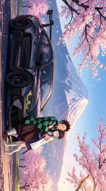 Love moments with German beast and beautiful Cherry blossoms Japanese vibes