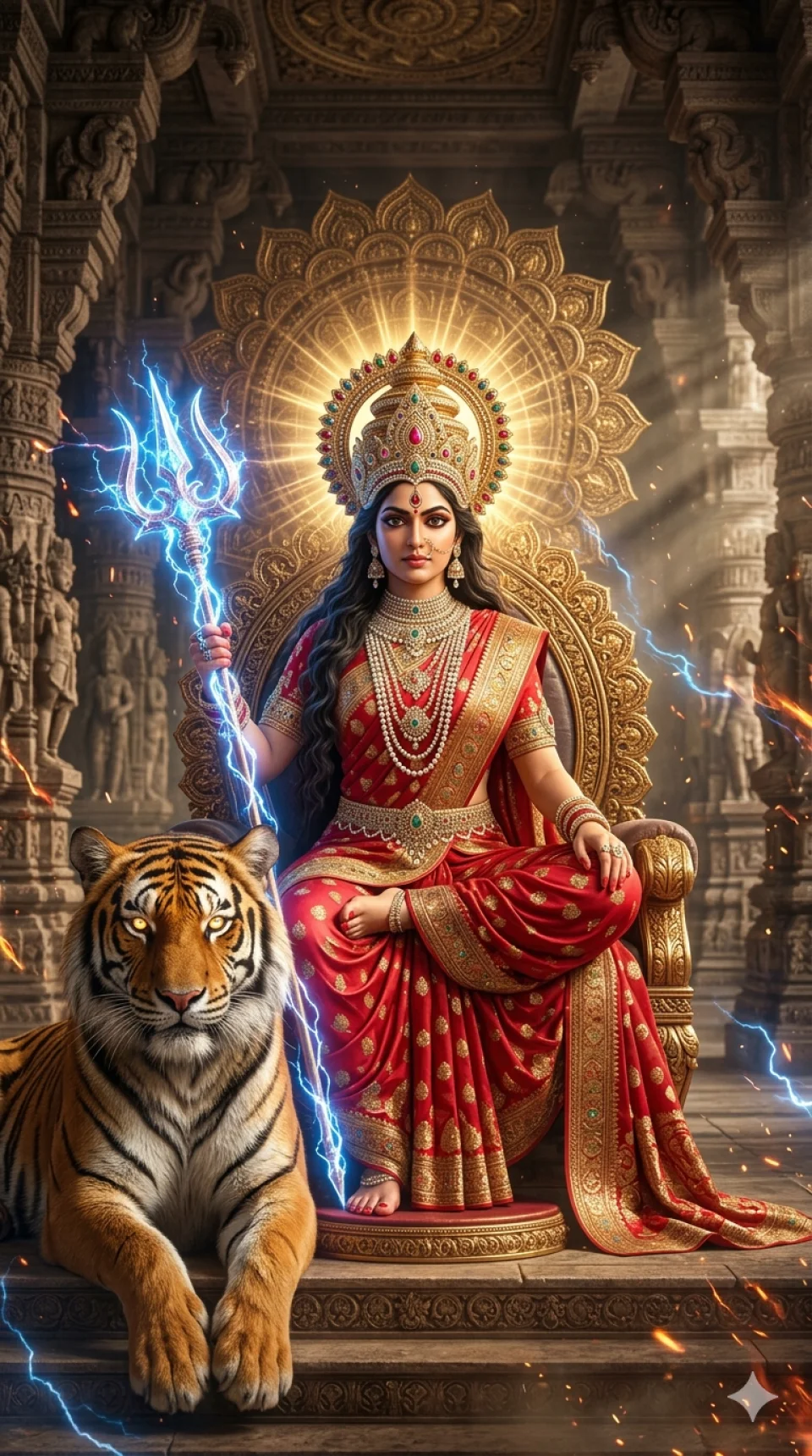 Maa Durga Divine Power 4K Phone Wallpaper - God wallpaper - 4K