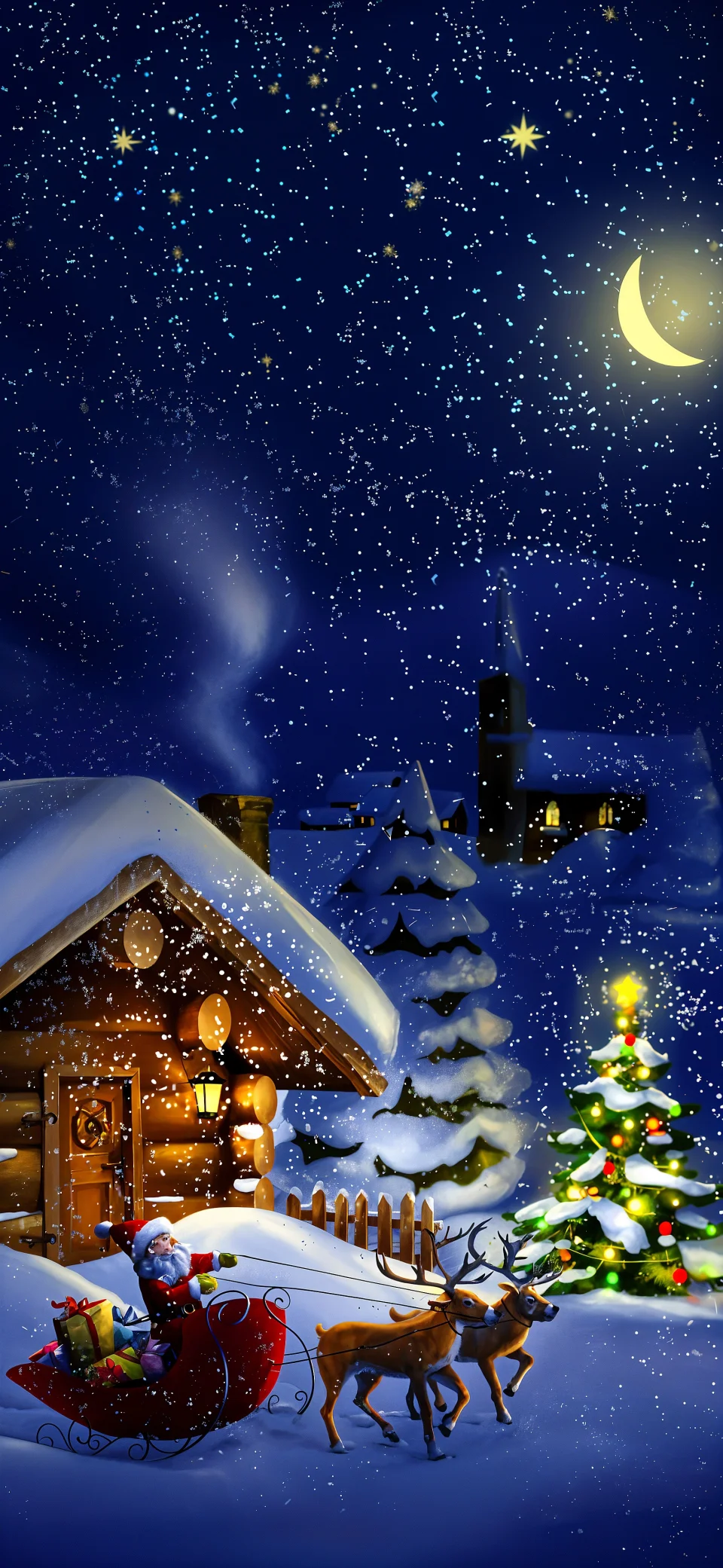 Magical Christmas Night Santa Wallpaper - Celebrations wallpaper - 4K