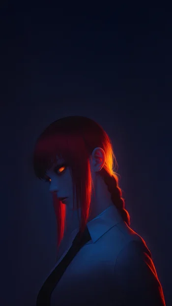 Makima Red Eyes Glow Dark Aesthetic Wallpaper