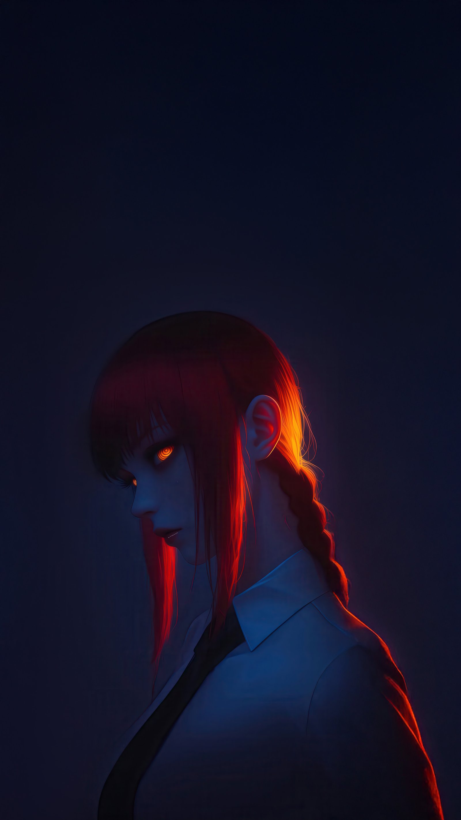 Makima Red Eyes Glow Dark Aesthetic Wallpaper - Anime wallpaper - 4K