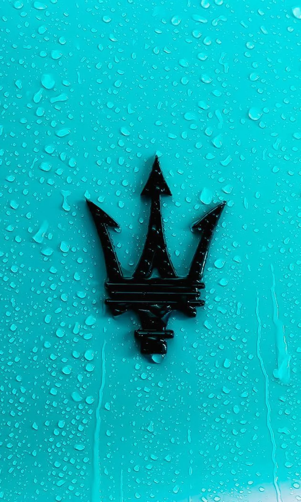 Maserati Trident Logo Wallpaper Blue Water Drops Aesthetic - Logo wallpaper - 4K