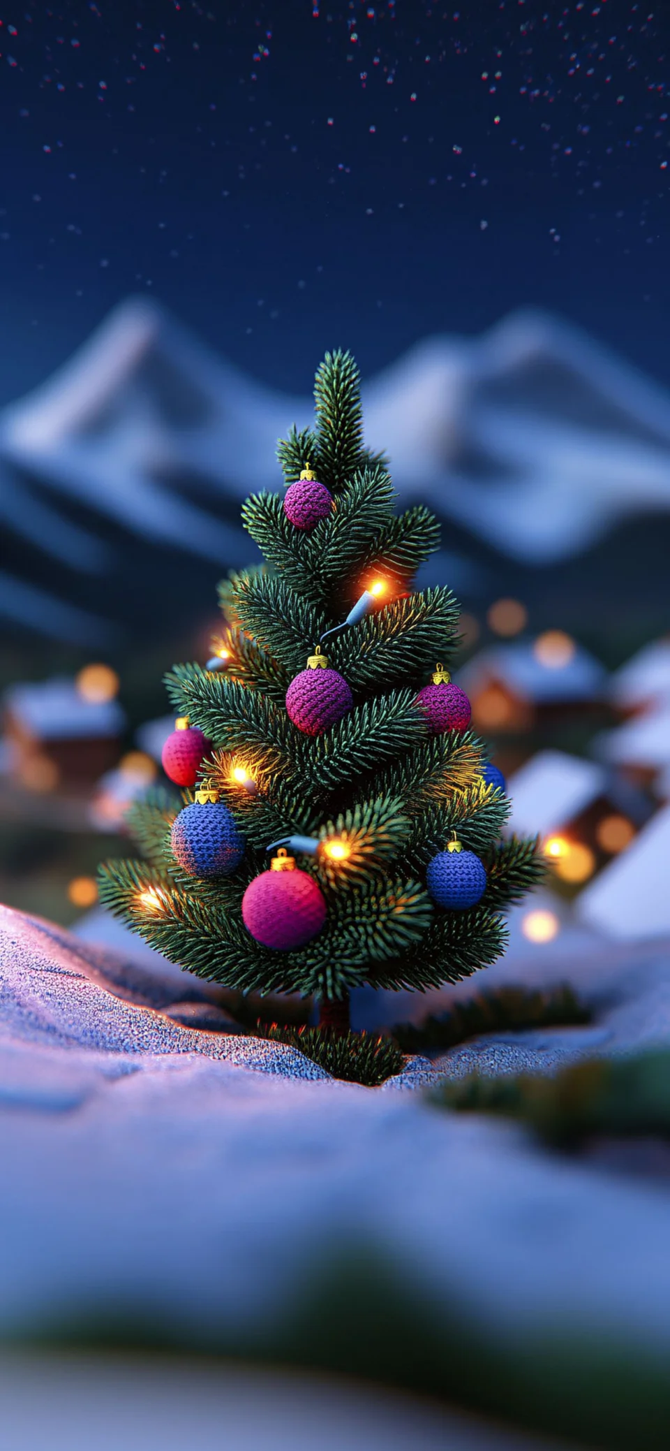Mini Christmas Tree Winter Night Wallpaper - Celebrations wallpaper - 4K