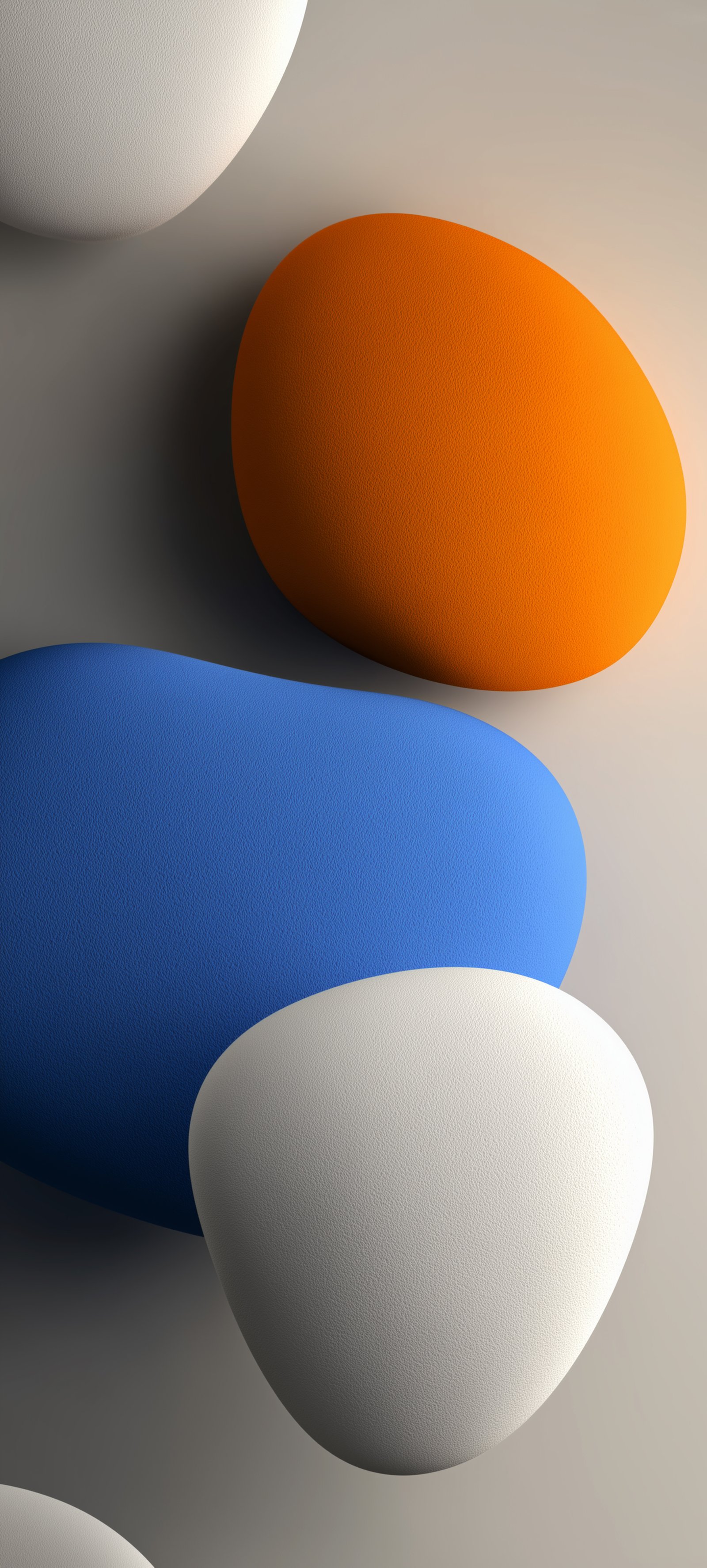 Minimal Abstract 4K Wallpaper – Modern 3D Shapes in Soft Blue, Orange & White - 3D wallpaper - 4K
