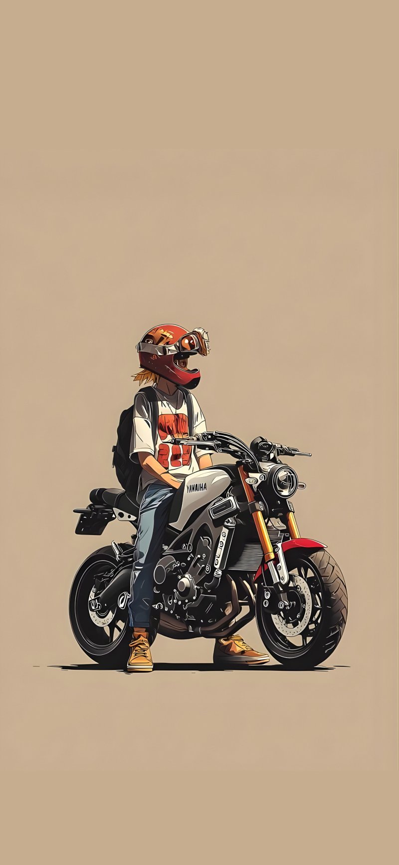 Minimal Biker Aesthetic 4K Wallpaper – Rider & Yamaha Style