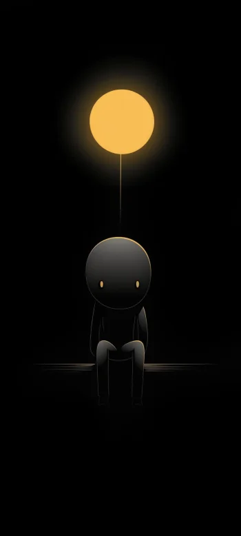 Minimal Dark Cartoon AMOLED 4K Wallpaper