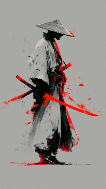 Minimal Samurai Wallpaper 4K – Blood Blade Warrior