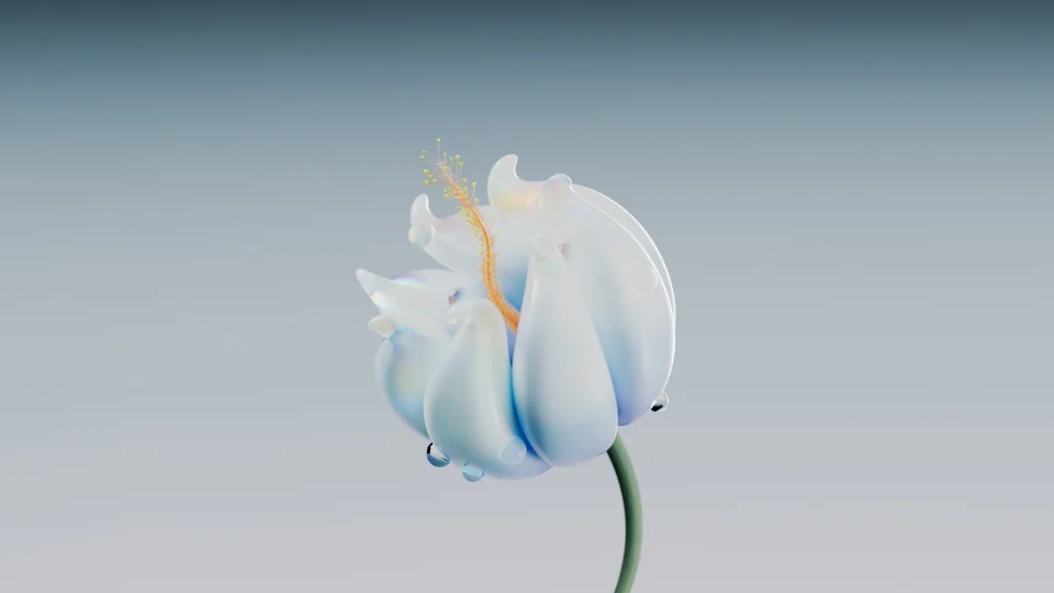 Minimalist 3d Blue Flower 4K Wallpaper Digital Art Aesthetic - Flowers wallpaper - 4K