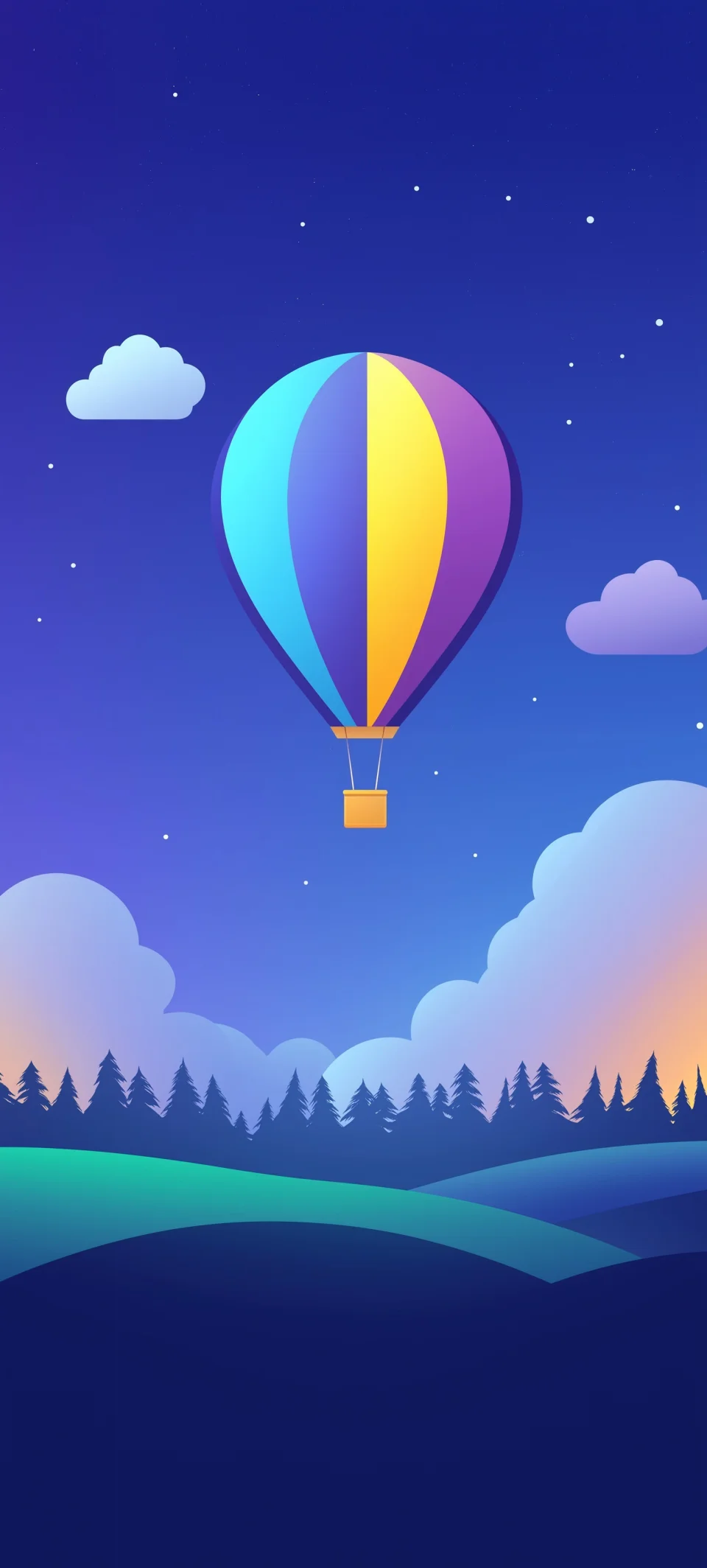 Minimalist Hot Air Balloon Wallpaper 4K - Vector Art Starry... - Artist wallpaper - 4K