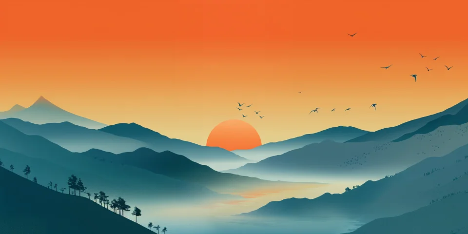 Minimalist Mountain Sunset Art Wallpaper HD - Artist wallpaper - 4K