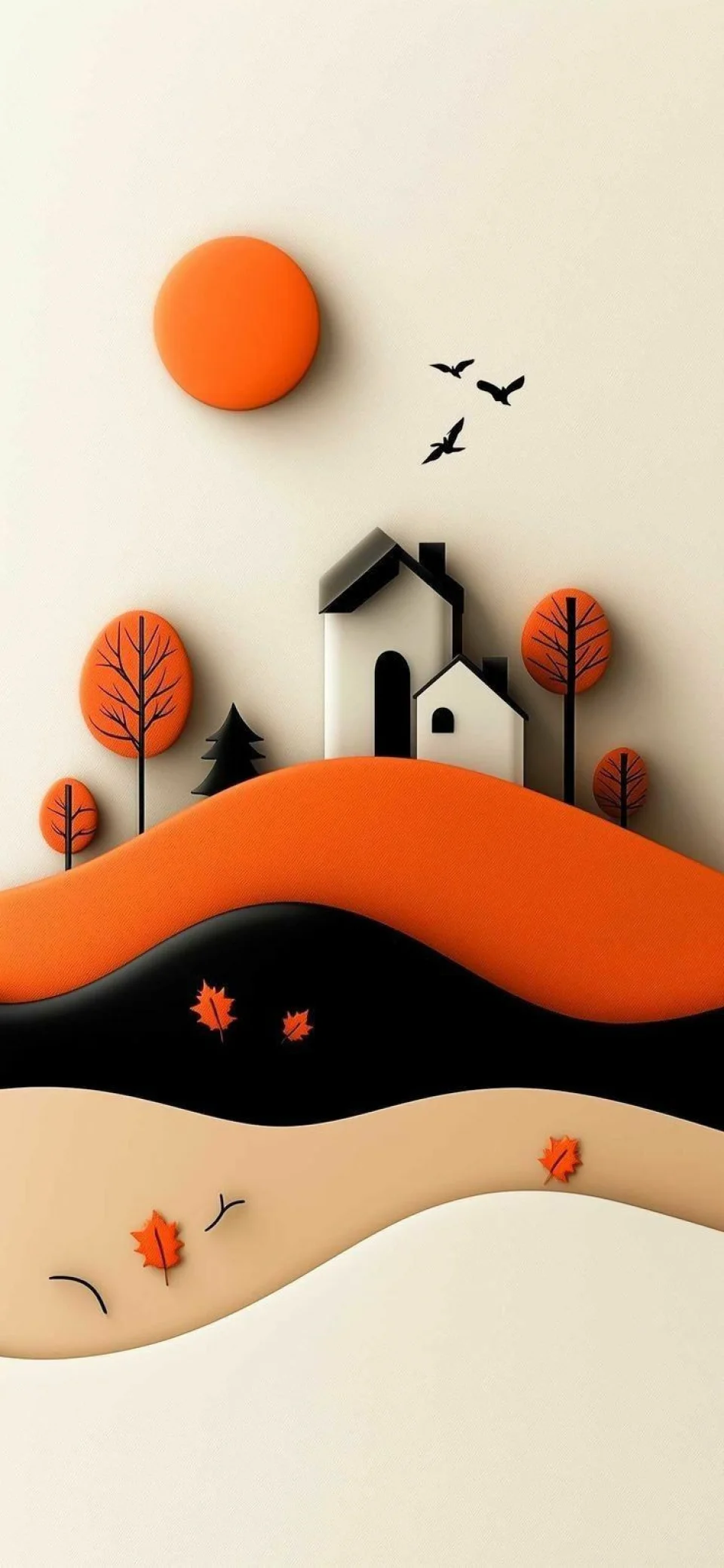 Minimalist Paper Craft Landscape 4K Wallpaper Orange Hills &... - Creative wallpaper - 4K