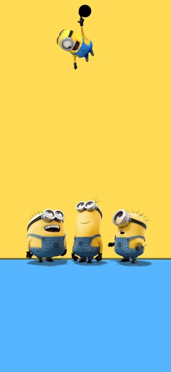 Minions Dynamic Island 4K Wallpaper Hanging Minion & Yellow Aesthetic