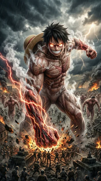 monkey Luffy x titans