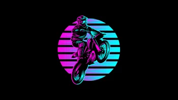 Motocross Neon Bike Wallpaper 4K – Retro Synthwave Motorcycle AMOLED Background