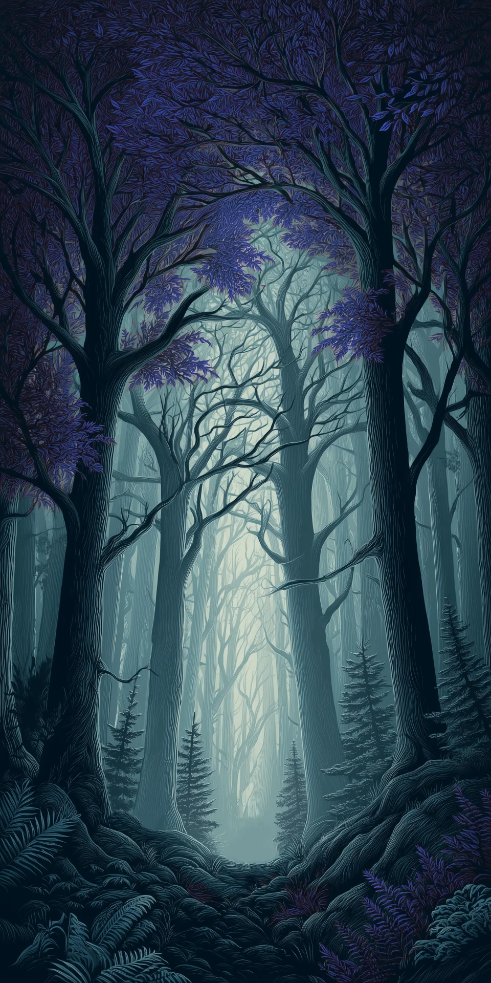 Mystical Purple Forest Wallpaper 4K Dark Fairy Tale Art - Artist wallpaper - 4K