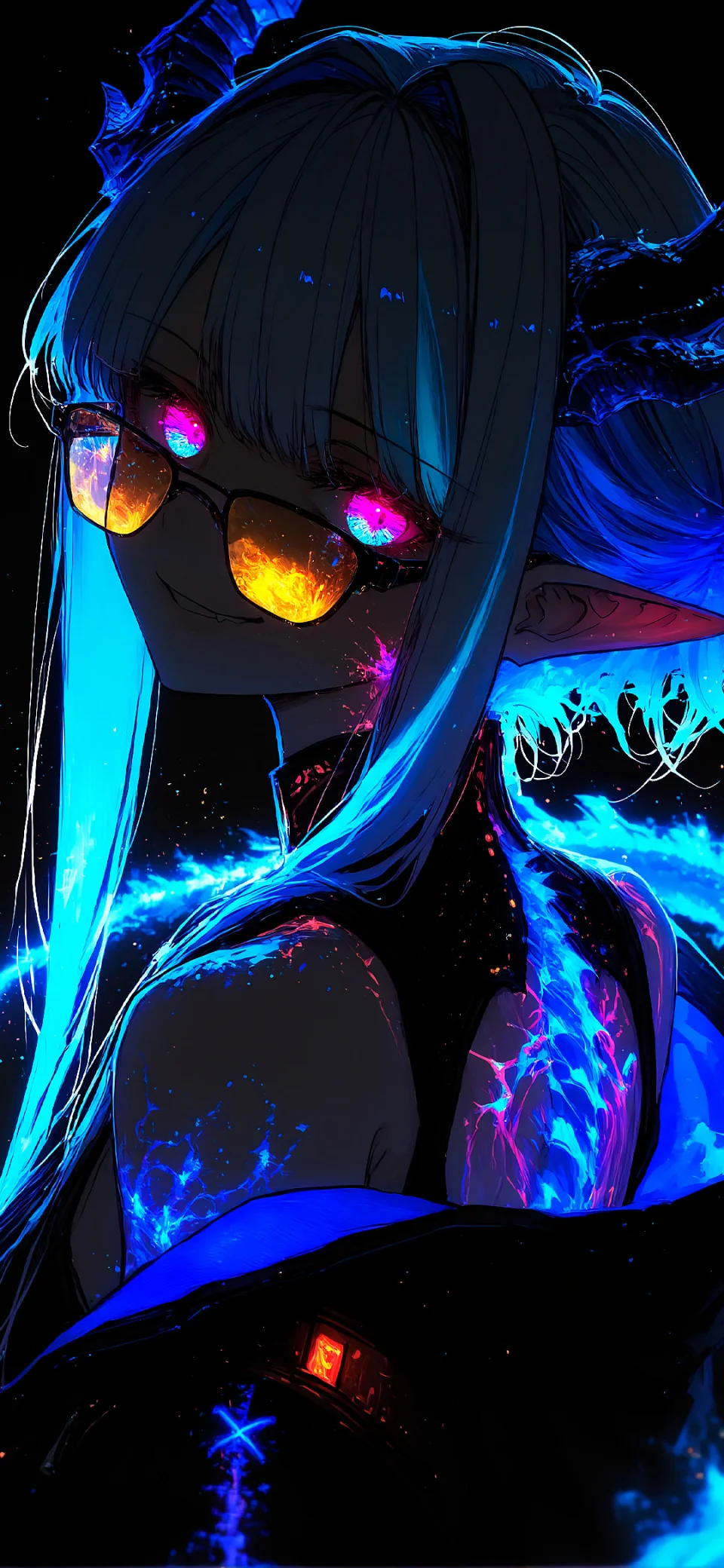 Neon Anime Girl Wallpaper 4K Cyberpunk Aesthetic HD Glowing... - Artist wallpaper - 4K
