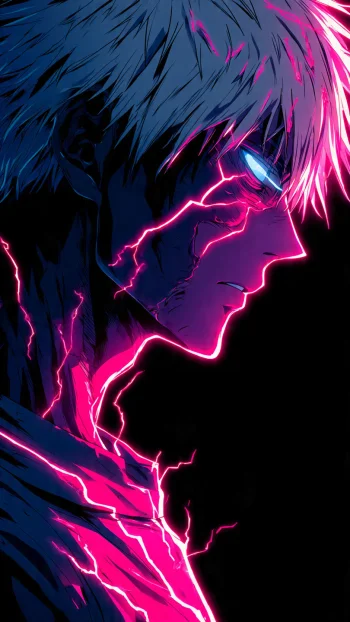 Neon Anime Warrior Wallpaper 4K – Dark Power Awakening