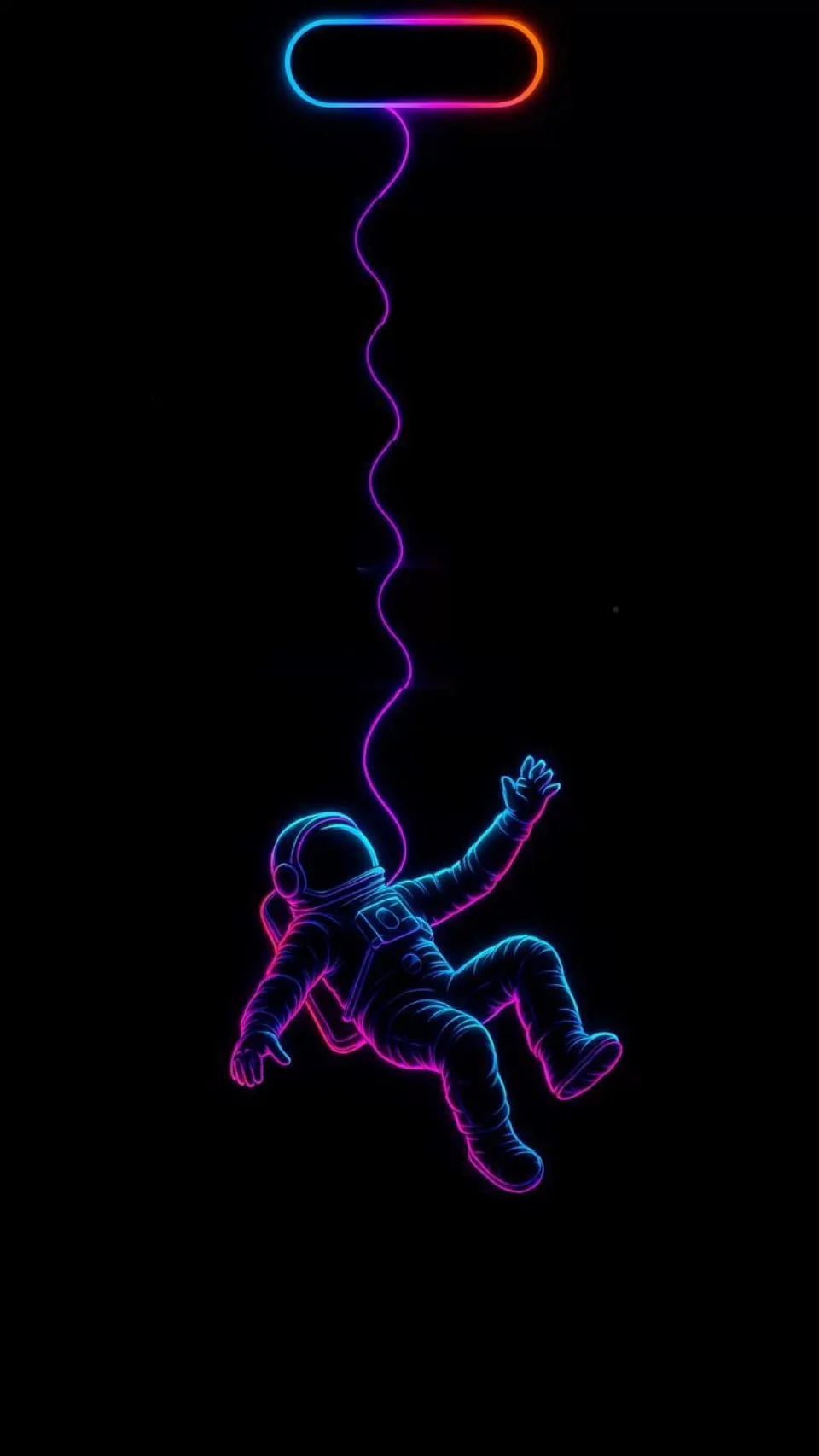 Neon Astronaut 4K Wallpaper Dynamic Island Style & Dark Aesthetic - Creative wallpaper - 4K