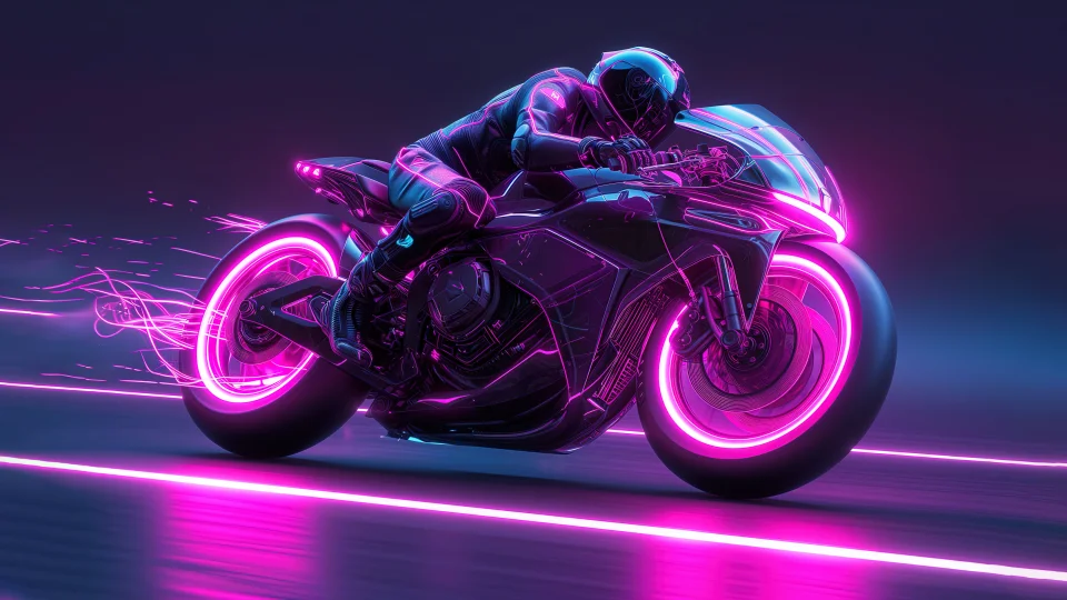 Neon Cyberpunk Bike Wallpaper 4K Futuristic Motorcycle AMOLED... - Bikes wallpaper - 4K