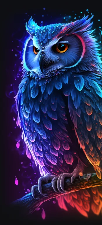 Neon Fantasy Owl Digital Art 4K Wallpaper