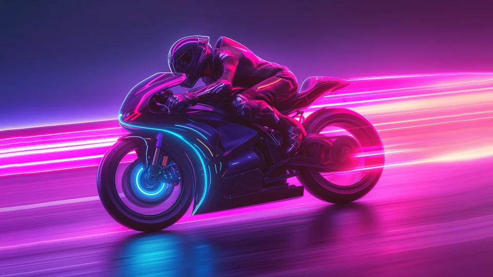 Neon Futuristic Bike Wallpaper 4K Cyberpunk Motorcycle Racing... - Bikes wallpaper - 4K