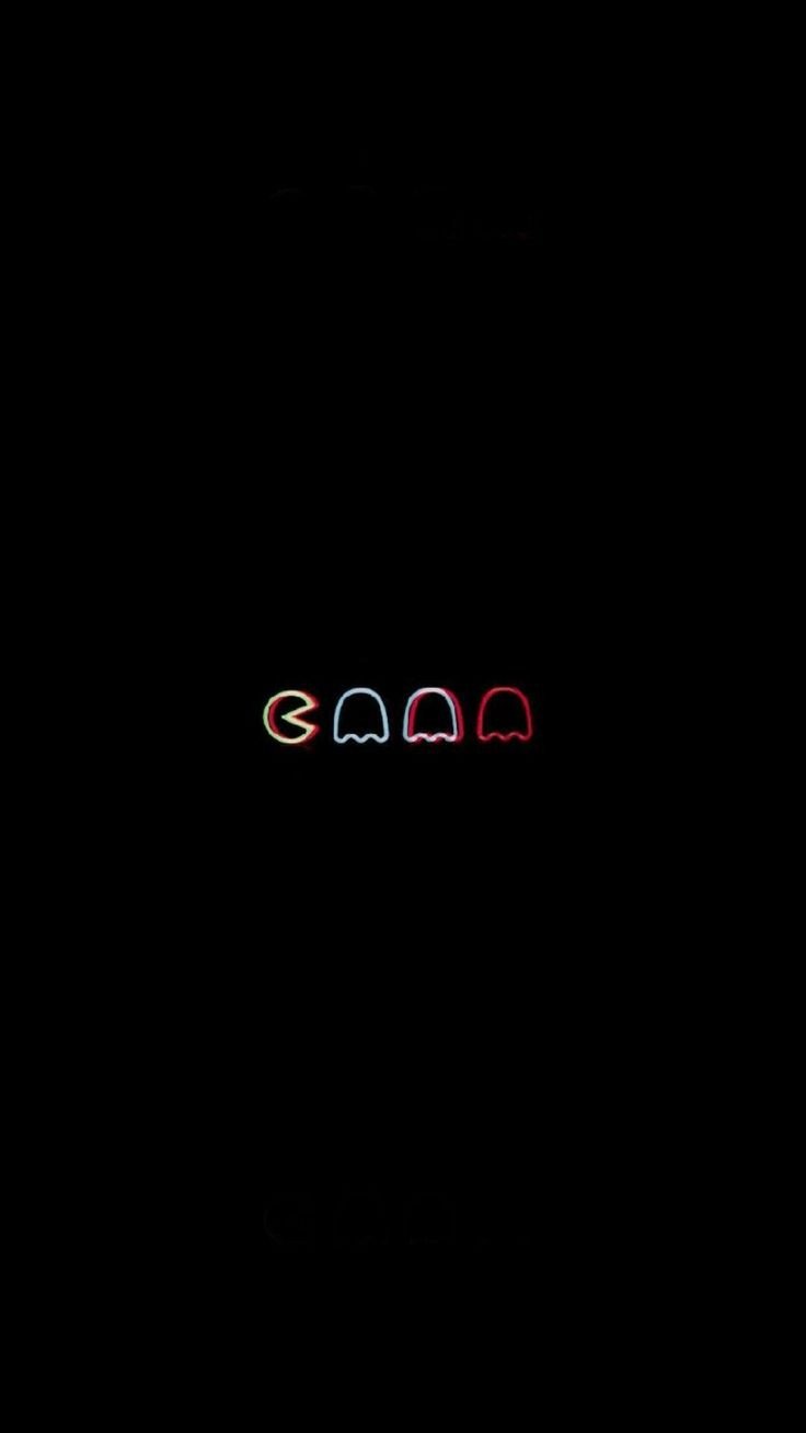 Neon Pac Man Ghosts 4K Wallpaper Dark Minimalist Aesthetic - Creative wallpaper - 4K
