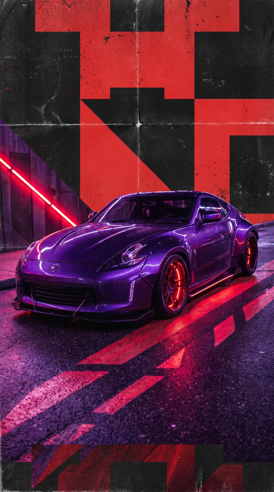 Nissan 370z Neon Drift 4K Phone Wallpaper - Cars wallpaper - 4K
