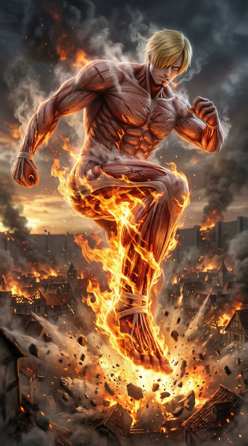 One Piece X Titans 4K Phone Wallpaper - Anime wallpaper - 4K