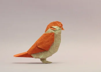 Origami Bird 4K Wallpaper Orange Paper Art Aesthetic