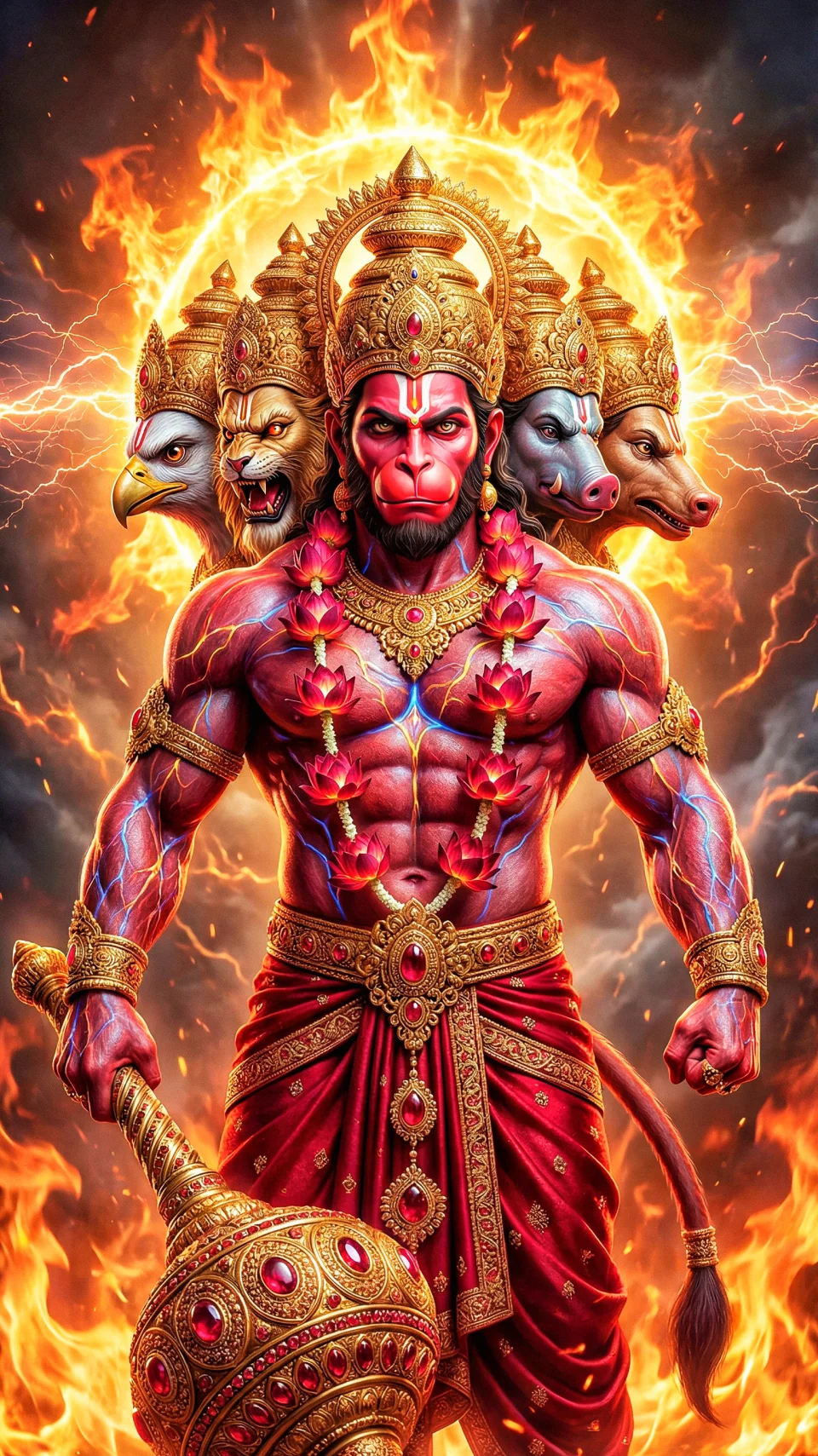 Panchmukhi Hanuman Jaishreeram Panchmukhi 4K Phone Wallpaper - God wallpaper - 4K