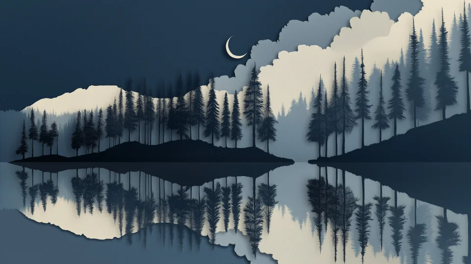 Paper Cut Night Landscape Desktop Wallpaper 4K - Artist wallpaper - 4K